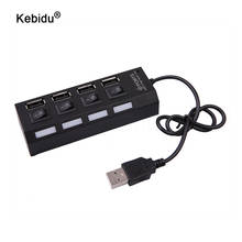 kebidu 4 Ports usb hub LED USB High Speed 480 Mbps Adapter USB Hub Splitter With Power on off Switch For PC Laptop Computer 2024 - buy cheap