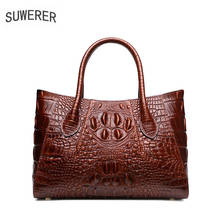 Quality Women Genuine Leather Bag Cowhide Leather Crocodile Pattern Women's handbags Luxury Designer bags 2021 women's brand 2024 - buy cheap