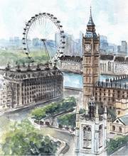 JMINE-pintura de diamantes 5D Div, paisaje de la ciudad de Londres, Torre del Reloj, kits de punto de cruz, arte escénico, pintura 3D por diamantes 2024 - compra barato