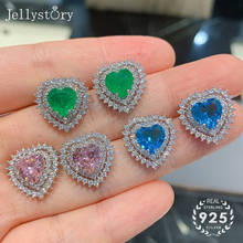 Jellystory charm earring with heartshape emerald gemstone 925 sterling silver jewelry stud earring for women wedding engagement 2024 - buy cheap