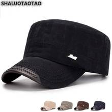 SHALUOTAOTAO-Gorra plana de algodón para hombre, sombreros militares a la moda, gorras simples de ocio ajustables de tamaño, Snapback, novedad de primavera y otoño 2024 - compra barato