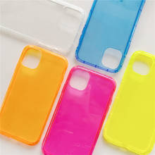 INS Cute Fluorescent Solid Color Phone Case For iPhone 12 11 Pro X XS Max XR 7 8 Plus Candy Colorful Neon Soft clear Cover Coque 2024 - buy cheap