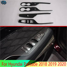 Cubierta de reposabrazos de fibra de carbono para coche, embellecedor de Panel de interruptor, embellecedor de moldura, para Hyundai Palisade 2018, 2019, 2020 2024 - compra barato