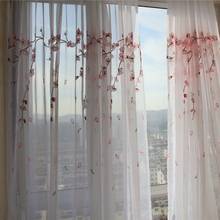 Пасторальный тюль для гостиной, спальни, вышитые прозрачные шторы с цветами, прозрачная белая марля, милые занавески, простые украшения 2024 - купить недорого