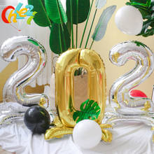 1pc 32 polegada rosa ouro prata número da folha de pé balões novas figuras inflável bolas chuveiro do bebê aniversário decoração casamento 2024 - compre barato