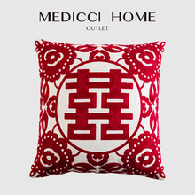 Medicci-funda de cojín de boda para el hogar, fundas de almohada Lumbar bordadas con doble feliz roja tradicional china, 45x45cm, decoración elegante 2024 - compra barato