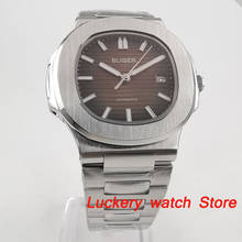 Новинка 39 мм bliger коричневый циферблат светящиеся мужские часы saphire стеклянные Автоматические наручные watch-BA148 2024 - купить недорого