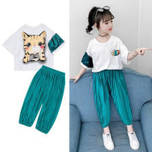 Teen Girls Clothes Summer Costumes For Girls Casual Kids Clothes Girls Sequins cat Shirt+ Bloomer Girls Clothing 6 8 10 12 Years 2024 - buy cheap