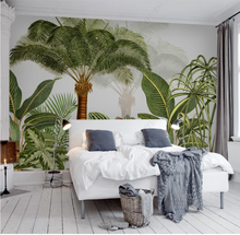 Personalizado 8d pano de parede pintados à mão plantas tropicais nordic simples pintura decorativa tv fundo papel de parede 2024 - compre barato