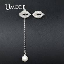 UMODE Fashion Imitation Pearl Earring for Women White Gold Color Sexy Mouth Lips Crystal Drop Earrings Party Jewelry Gift UE0258 2024 - buy cheap