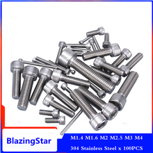 100PCS M1.4 M1.6 M2 M2.5 M3 M4 Hexagon Hex Socket Cap Head Screw Allen Bolt Screw Metric Screws DIN912 304 Stainless Steel A2 2024 - buy cheap