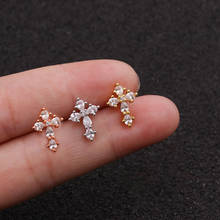 1PC Zircon Cross Earring Cartilage Screw Back Ear Stud Women Stainless Steel Tragus Rook Conch Helix Puncture Piercing Jewelry 2024 - buy cheap