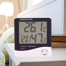 Цифровой термометр-гигрометр, домашняя метеостанция с ЖК дисплеем, большой измеритель влажности, комнатный и уличный термометр, гигрометр, часы 2024 - купить недорого
