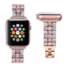 Ремешок для Apple Watch series 5 4 40 мм 38 мм, роскошный Алмазный Браслет из Чешской нержавеющей стали для iWatch band 44 мм 2024 - купить недорого