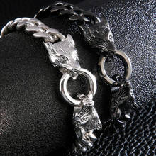Viking Wolf Head Animal Bracelet Black Stainless Steel Mesh Chain Charm Bracelets Best Friend Mens Jewellery Armband Wholesale 2024 - buy cheap