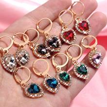 2020 New Fashion Heart-shaped Crystal Drop Earrings for Women Multicolor Shiny Rhinestone Earrings Charm Luxury Jewelry Gift 2024 - buy cheap