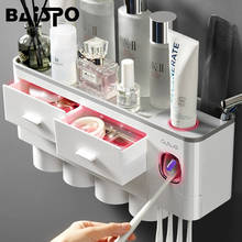 BAISPO Magnetic Adsorption Toothbrush Holder Automatic Toothpaste Dispenser Plastic Wall Mount Storage Rack Bathroom Accessories 2024 - buy cheap