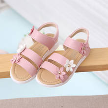Летние сандалии для девочек-подростков; детская обувь принцессы с цветами; детские школьные сандалии на плоской подошве для маленьких девочек; цвет розовый, желтый, белый 2024 - купить недорого