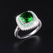 Real Solid 100% 925 Sterling Silver Rings for Women Luxury 5ct square natural green gemstone Wedding Engagement Ring Jewelry 2024 - buy cheap