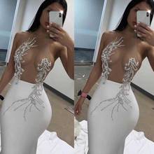 wholesale 2020 Newest Women dress Black and White Rhinestone Sexy perspective Night club Celebrity Cocktail party bandage dress 2024 - buy cheap