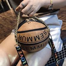 fashion basketball women shoulder bags designer round chains ladies handbags luxury pu leather crossbody bag letter female purse 2024 - buy cheap