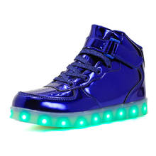Размер 25-46 USB зарядка корзина Led детская обувь с светильник детская повседневная обувь для мальчиков и девочек светящиеся кроссовки с подсветкой 2024 - купить недорого