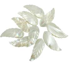 Free Shipping Women Fashion Jewelry White Mother of pearl Shell Leaf Pendant Bead Wholesale 10 pcs C8272 2024 - buy cheap