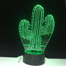 3D лампа в форме кактуса, 7 цветов, меняющий Ночной светильник, s led, на батарейках, Ночной светильник, USB, настольная лампа, украшение для дома, спальни, 4313 2024 - купить недорого