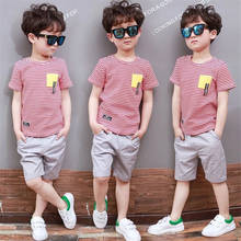 Summer Boys Clothing  2020 Outfits stripe T-shirt + Pants 2pcs Kids Sport Suit Teenage Children Clothes 6 7 8 9 10 11 12 Years 2024 - buy cheap