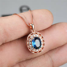 Big Oval Rainbow Zircon Flower Pendant Necklaces For Women Rose Gold Multicolor Stone Chain Necklace Female Luxury Wedding Gifts 2024 - buy cheap