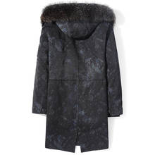 Casaco de inverno masculino com pele real, jaqueta longa, parka natural, pele de coelho, forro, pele de guaxinim, com capuz, d29acardigan kj3746 2024 - compre barato