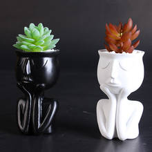 Arte criativa retrato escultura vaso vaso de flores jardim armazenamento abstrato personagem suculentas planta pote micro paisagem decoração 2024 - compre barato