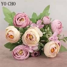 YO CHO 10 голов Шелковая Роза искусственная цветок подружек невесты мини Букет Искусственный цветок Роза композиция для дома вечерние свадебные украшения стола 2024 - купить недорого