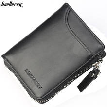 Carteira baellery curta para homens, bolsa de moeda de marca famosa, carteira de couro com zíper, bolsa de mão masculina, carteira com design da moda, porta-cartão