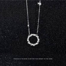 Корейская звезда ДЛИННЫЕ 925 пробы серебряные Кристальные круглые ожерелья Подвеска для женщин массивные ювелирные изделия 2024 - купить недорого