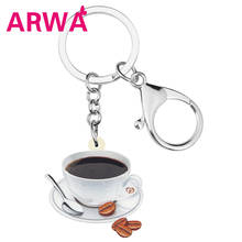 Bonsny taza de acrílico para café cuchara frijol llaveros llavero bolso para coche decoración llavero joyería para mujeres niñas hombres accesorio 2024 - compra barato