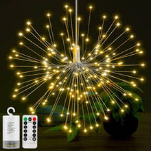 120-200 diodos emissores de luz festival pendurado starburst luzes da corda diy cobre fogo de artifício fadas guirlanda luzes de natal ao ar livre cintilação luz 2024 - compre barato