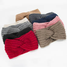 Turbante de lana elástico para mujer, diadema cálida de punto cruzado, accesorios cómodos para el cabello femenino, diadema deportiva de invierno 2024 - compra barato