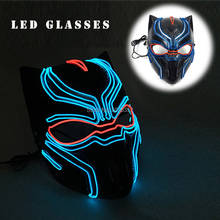 Superhero Black Panther Mask Cosplay EL Wire Mask Party Costume Led Light Up Full Face Mask For Masque Carnival Christmas 2024 - buy cheap