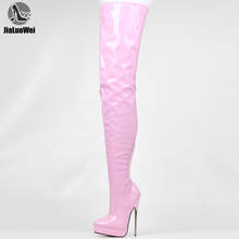 JIALUOWEI 7 "шпильки блестящие розовые высокие сапоги на платформе Готический Фетиш 5-15 2024 - купить недорого