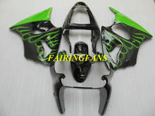 Kit de carenado de molde de inyección para motocicleta KAWASAKI Ninja, carrocería de carenado verde flames, regalos KA31, para ZX6R 636 00 01 02 ZX 6R 2000 2001 2002 2024 - compra barato