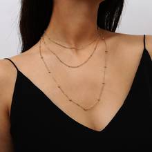New necklace women's multi-layer round bead necklace summer gold chocker women's neck fashion suit collar collarbone chain 2024 - купить недорого