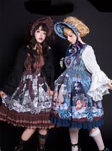 Japonês kawaii menina doce lolita vestido retro palácio impressão laço bowknot vestido vitoriano gothic lolita jsk loli jsk cos 2024 - compre barato