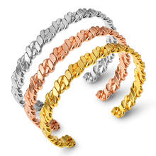 Pulseras retorcidas diseño con cadena Vintage para mujer, brazaletes ajustables de Color dorado, brazalete abierto, joyería minimalista 2024 - compra barato