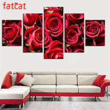 FATCAT-pintura de diamante 5D Diy, bordado de diamantes de imitación cuadrados o redondos, flores rosas rojas, venta de arte AE816, 5 piezas 2024 - compra barato