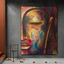 Half Face Buddha Oil Painting on Canvas Cuadros Posters and Prints Scandinavian Wall Art Picture for Living Room Home Decor 2024 - buy cheap