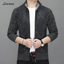 Liseaven New Men's Cardigans Winter Thick Jackets Solid Color Coat Men Sweaters Knitwear Warm Sweatercoat 2024 - buy cheap