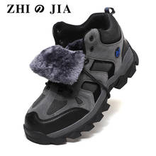 Leather Men Boots Winter with Fur Super Warm Snow Boots Men Winter Work Casual Shoes Sneakers High Top Rubber Ankle Boots Female 2024 - buy cheap