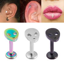 1PC Alien Lip Ring Labret Stud Piercing Bar Stainless Steel Tragus Helix Ear Cartilage Earrings Studs for Women Body Jewelry 16G 2024 - buy cheap