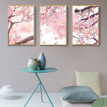 Wall Art Prints Poster Japanese Style Cherry Blossom Landscape Canvas Painting Cat Pink Posters And Prints Living Room 2024 - buy cheap